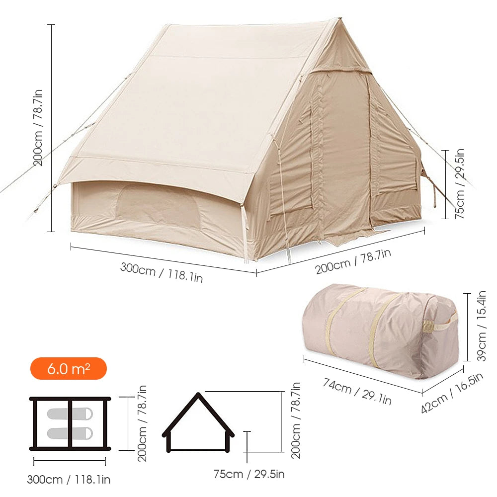 Luxury Camping Tent Waterproof Sunscreen Inflatable Roof Tent Large Space Folding Tent Park Family Tent Travel Beach Equipment