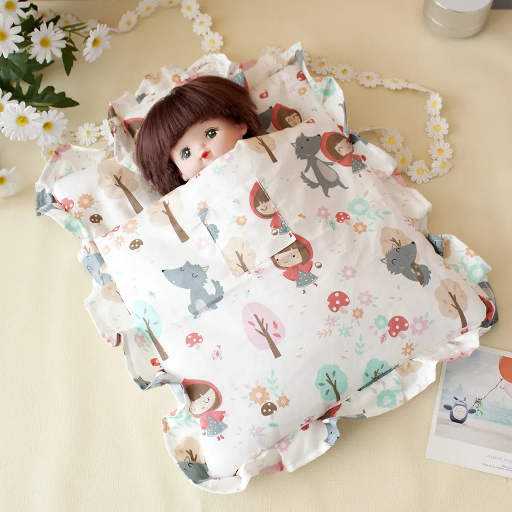 Lovely Sleeping Bag Blanket Bedding for 20cm Idol Dolls / 25cm Mellchan Baby Doll Out Going Carry Bag Soft Quilt Bag House