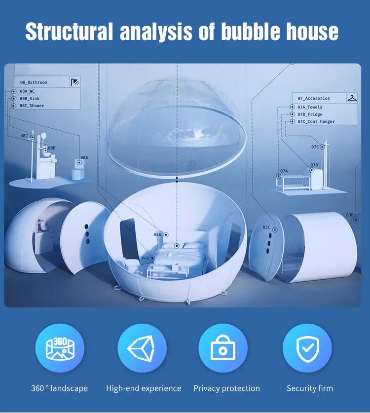 Transparent Inflatable Bubble Tent Spherical Clear House Kids Party Clear Inflatable Bubble Cabin Lodge Starry Sky Dome