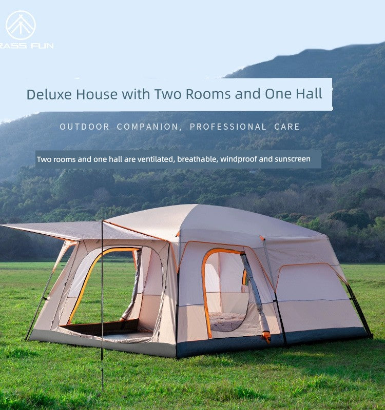 Outdoor Camping Tent Two Bedrooms and One Living Room Automatic Tent Super Large Space Camping Luxury Large-Scale Parks Tent Portable