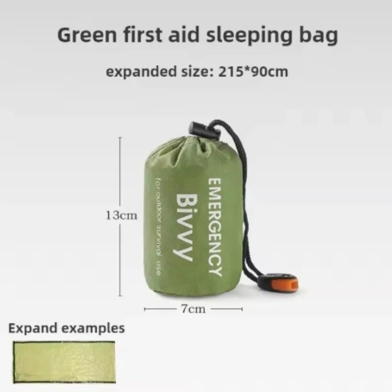 Portable Outdoor Disaster Relief Sleeping Bag Camping Sleeping Bag Warm First Aid Blanket Single-layer Aluminum Foil