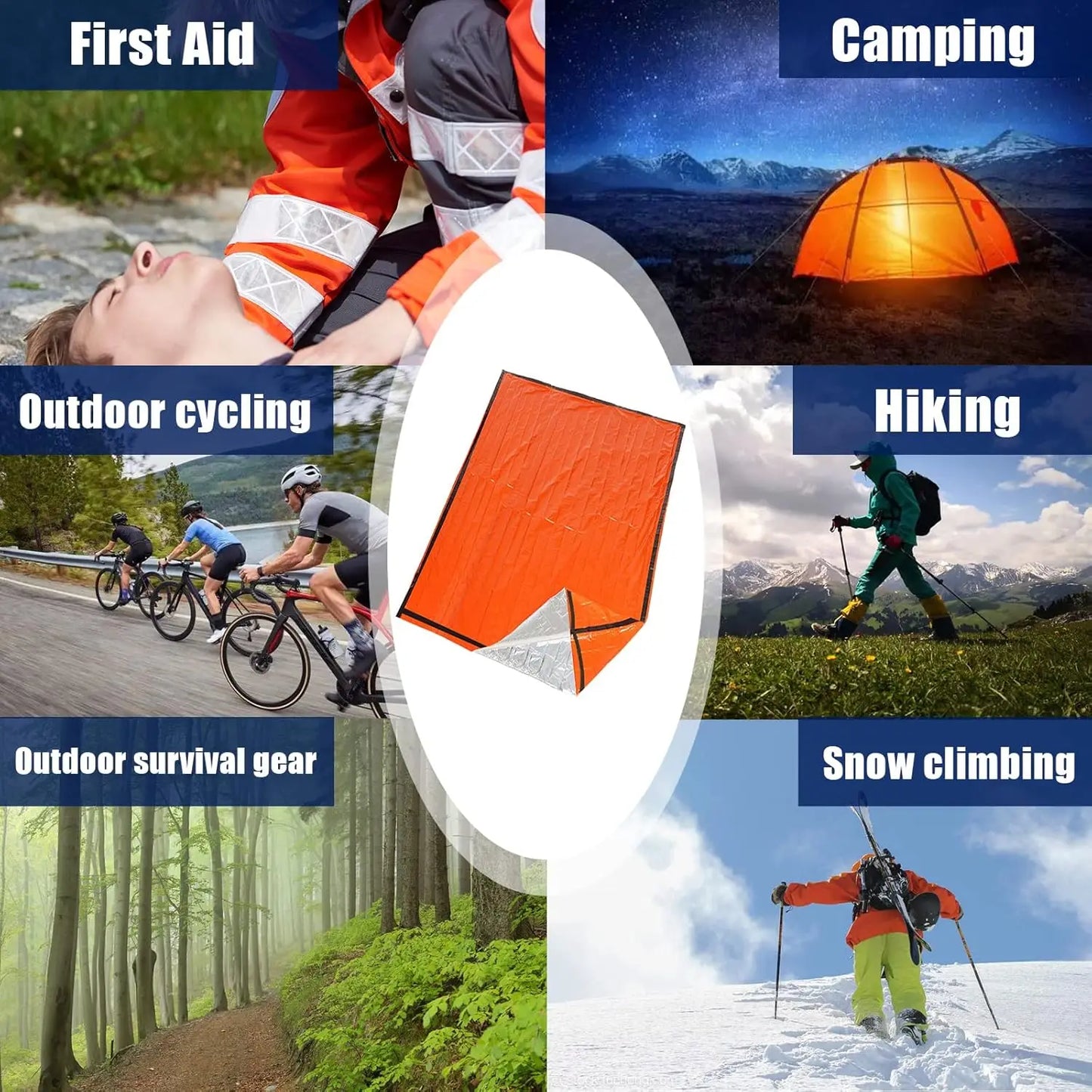 Portable Outdoor Disaster Relief Sleeping Bag Camping Sleeping Bag Warm First Aid Blanket Single-layer Aluminum Foil