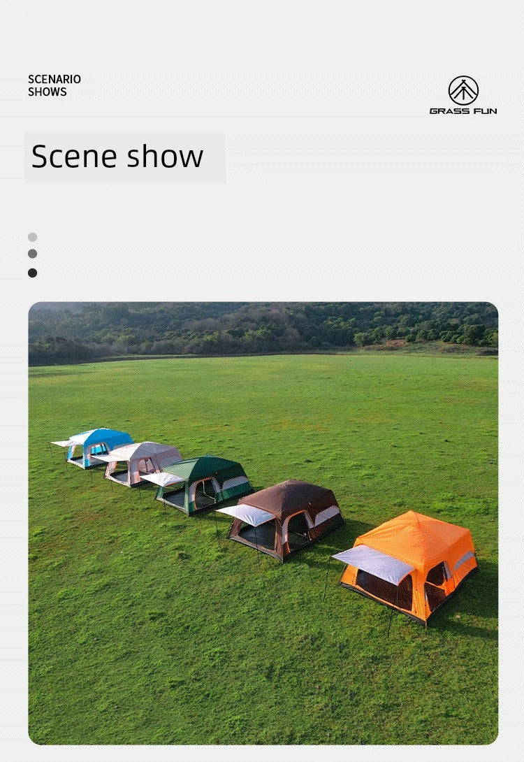 Outdoor Camping Tent Two Bedrooms and One Living Room Automatic Tent Super Large Space Camping Luxury Large-Scale Parks Tent Portable