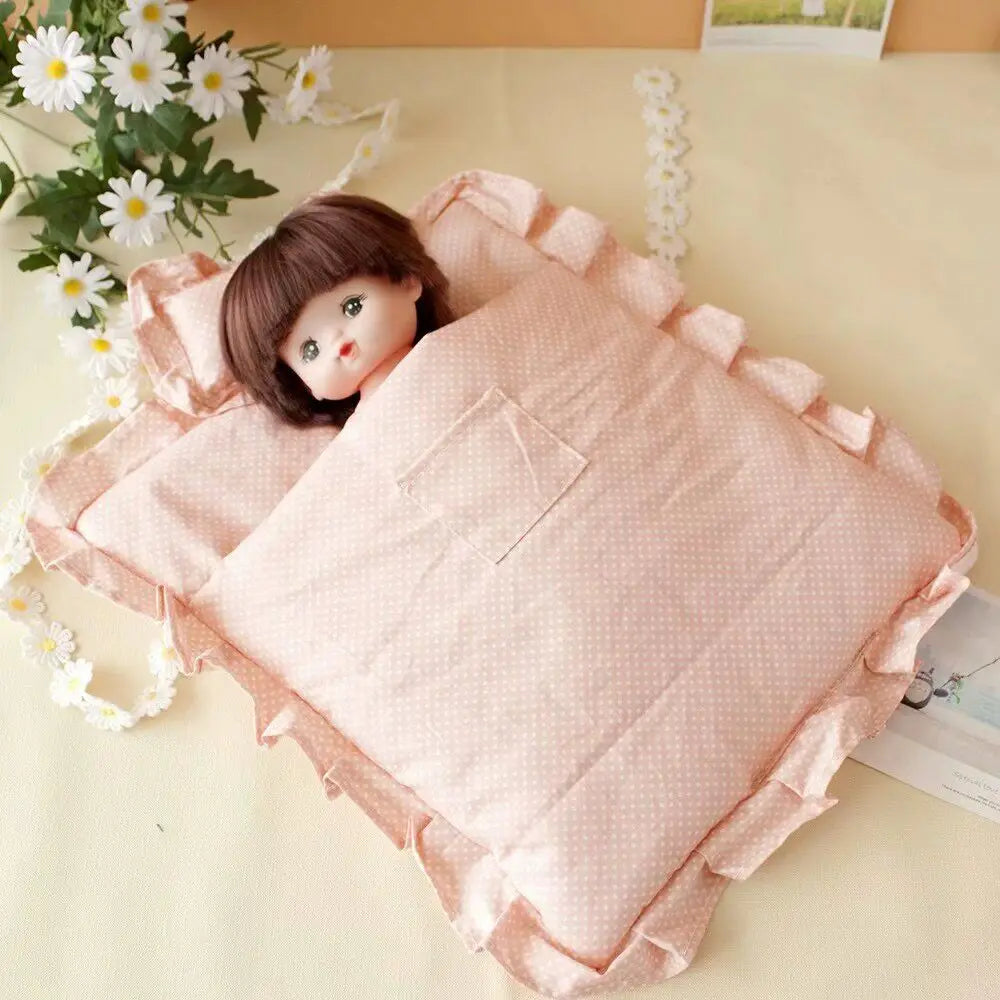 Lovely Sleeping Bag Blanket Bedding for 20cm Idol Dolls / 25cm Mellchan Baby Doll Out Going Carry Bag Soft Quilt Bag House