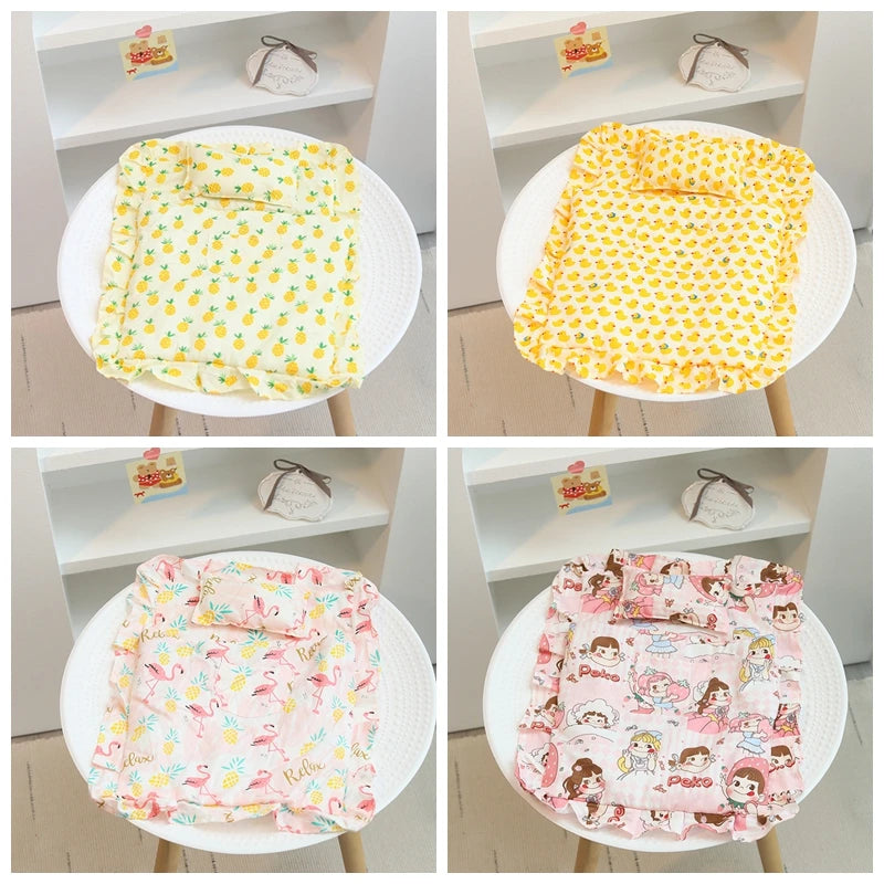 Lovely Sleeping Bag Blanket Bedding for 20cm Idol Dolls / 25cm Mellchan Baby Doll Out Going Carry Bag Soft Quilt Bag House