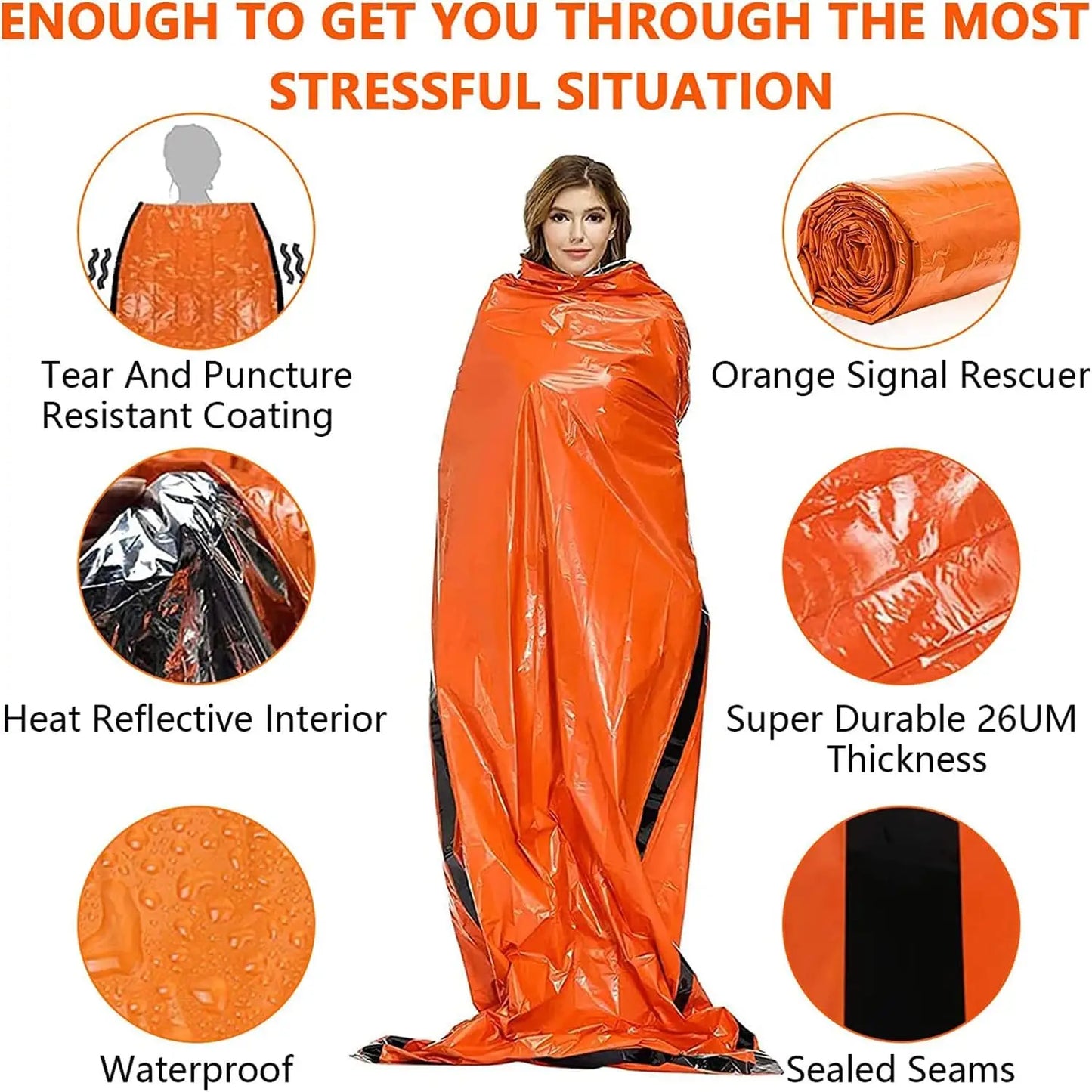 Portable Outdoor Disaster Relief Sleeping Bag Camping Sleeping Bag Warm First Aid Blanket Single-layer Aluminum Foil