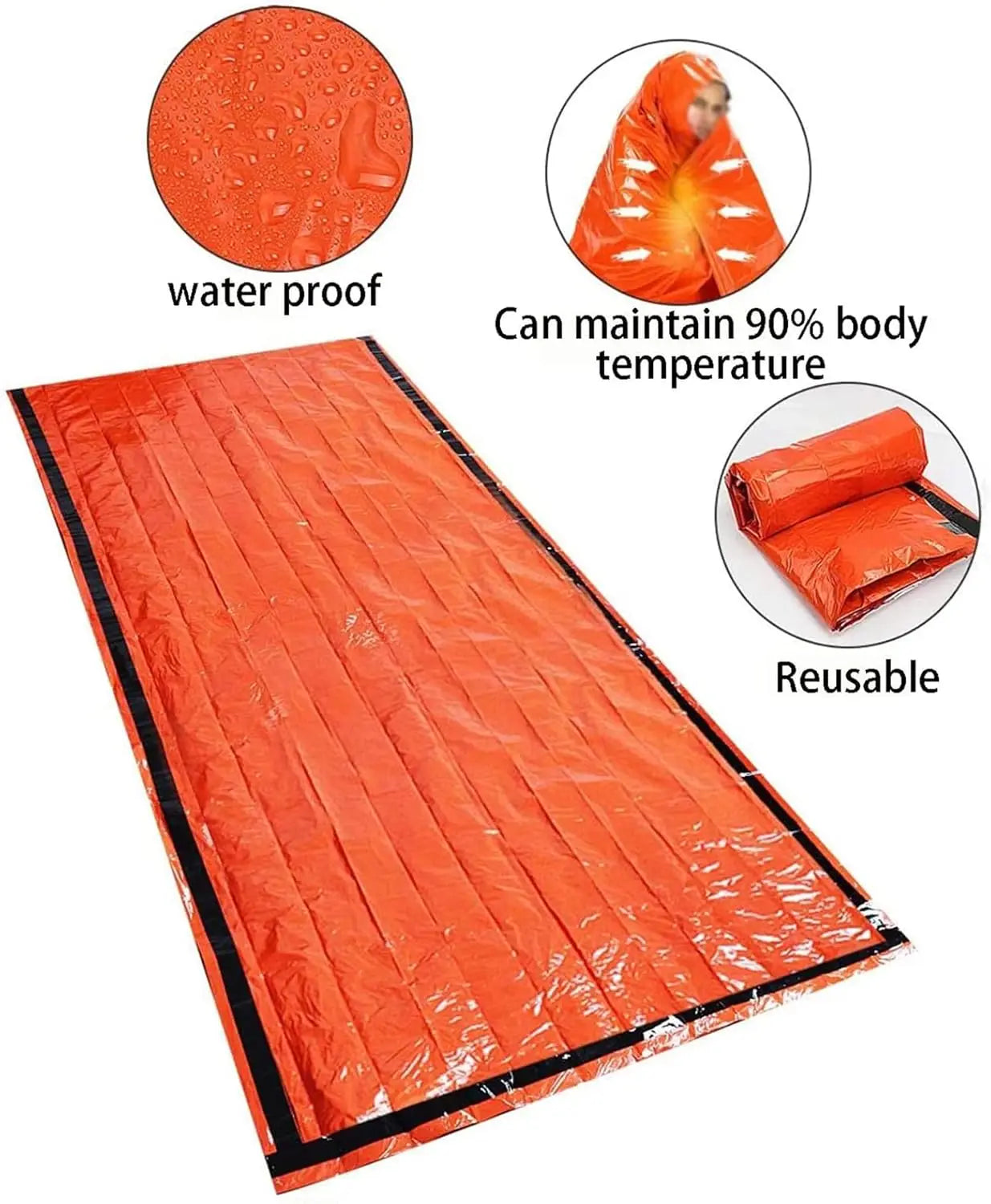 Portable Outdoor Disaster Relief Sleeping Bag Camping Sleeping Bag Warm First Aid Blanket Single-layer Aluminum Foil
