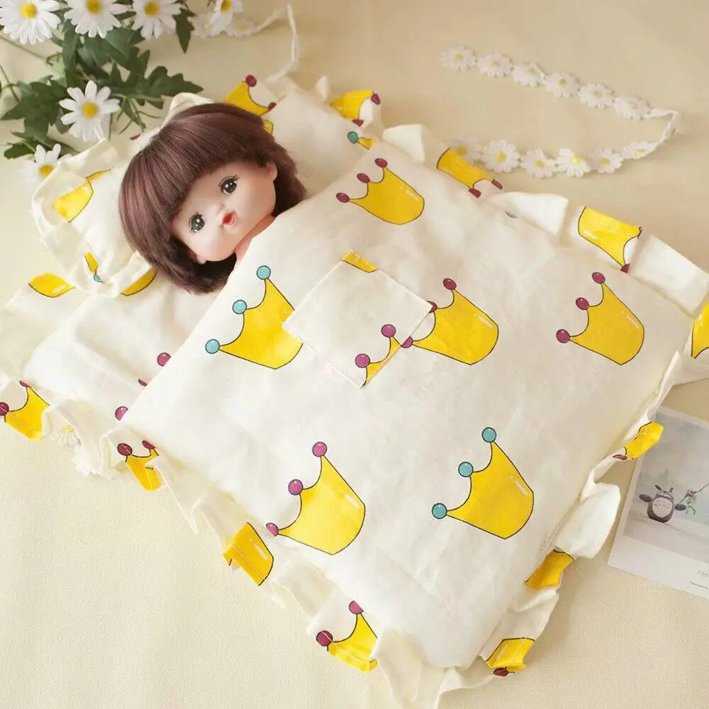 Lovely Sleeping Bag Blanket Bedding for 20cm Idol Dolls / 25cm Mellchan Baby Doll Out Going Carry Bag Soft Quilt Bag House