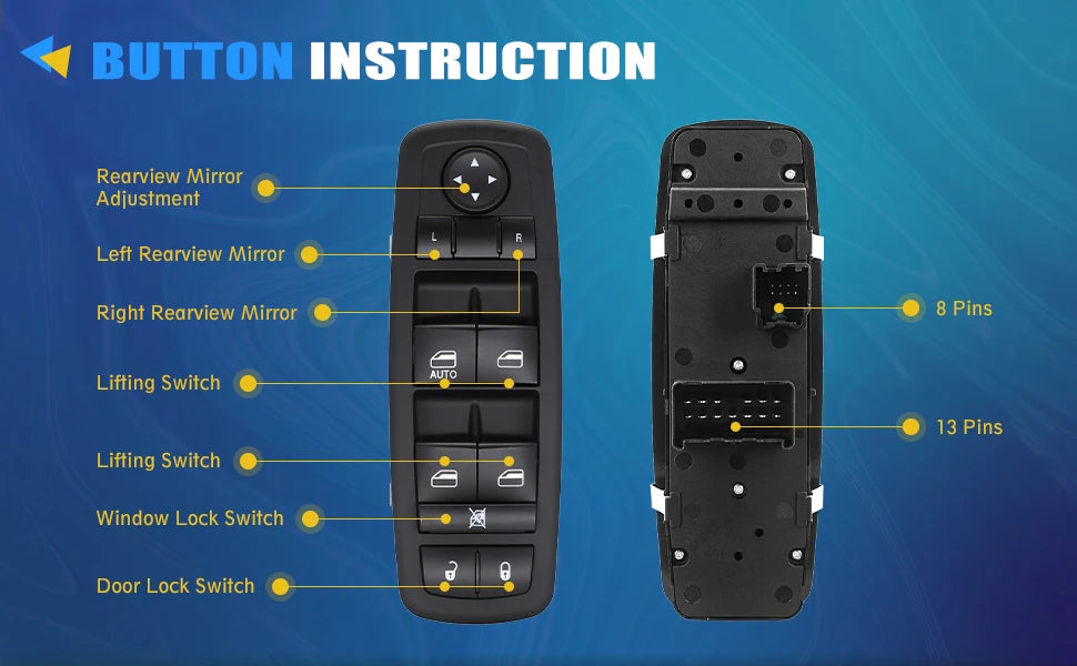 Master Power Window Switch Compatible with 4602632AH 2008-2012 Liberty Nitro 2009 2010 Journey, Replaces4602632AG 4602632AF AD