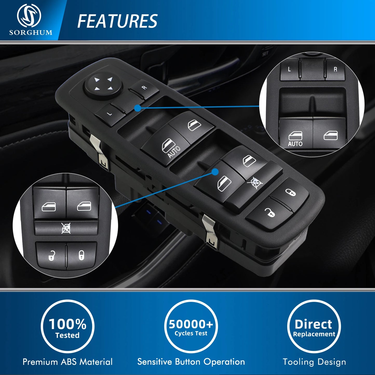 Master Power Window Switch Compatible with 4602632AH 2008-2012 Liberty Nitro 2009 2010 Journey, Replaces4602632AG 4602632AF AD