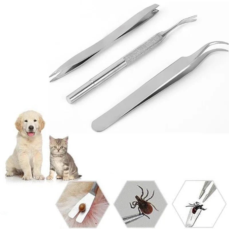 3 Piece Set Stainless Steel Tick Tweezers Professional Quick Tick Removal Tool for Cat Dog People Pet Supplies Dog Tick Removal - CK Outdoors and More