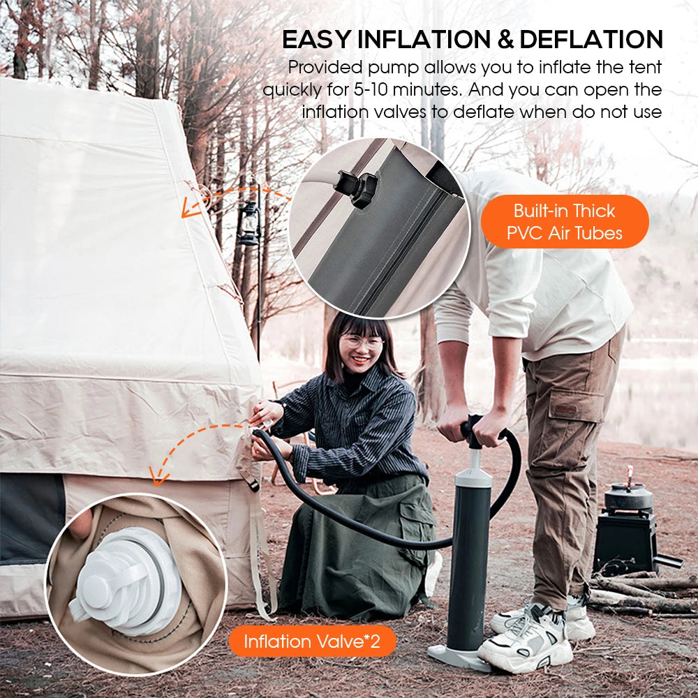 Luxury Camping Tent Waterproof Sunscreen Inflatable Roof Tent Large Space Folding Tent Park Family Tent Travel Beach Equipment