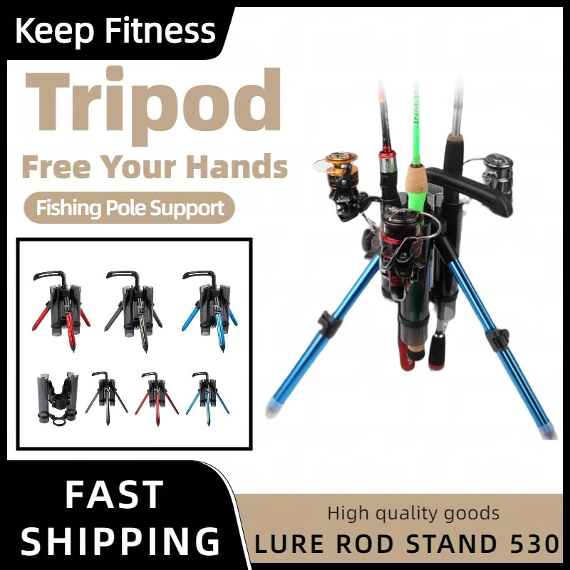 Tripod Fishing Rod Holders Portable Luya Fishing Pole Support Aluminum Alloy 3 Fishing Rods Rack Organizer For Fishing Accessory