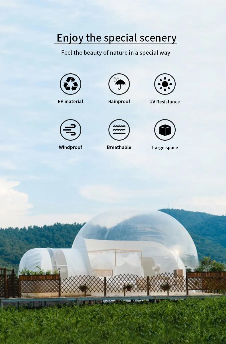 Transparent Inflatable Bubble Tent Spherical Clear House Kids Party Clear Inflatable Bubble Cabin Lodge Starry Sky Dome