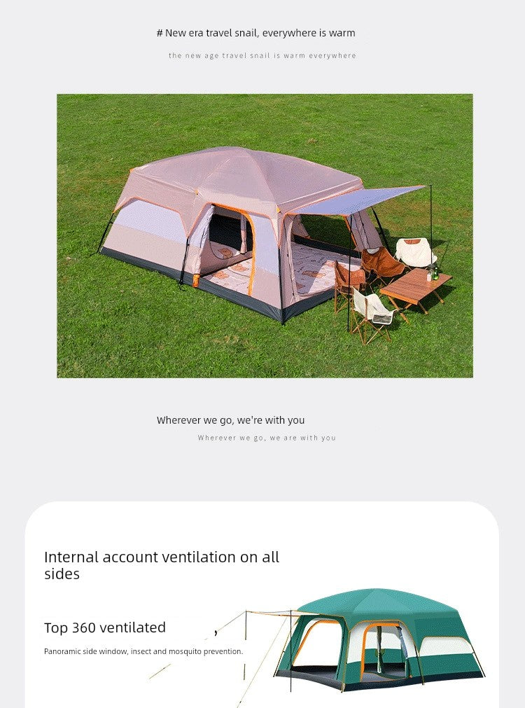 Outdoor Camping Tent Two Bedrooms and One Living Room Automatic Tent Super Large Space Camping Luxury Large-Scale Parks Tent Portable