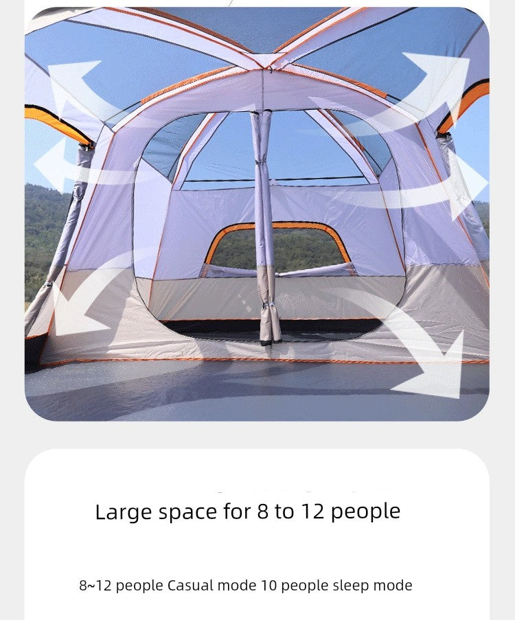 Outdoor Camping Tent Two Bedrooms and One Living Room Automatic Tent Super Large Space Camping Luxury Large-Scale Parks Tent Portable
