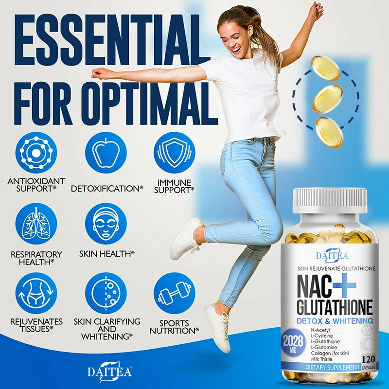 Daitea - Glutathione Collagen Capsules, Advanced Complex NAC Supplement, Immune Function, Support Respiratory Health