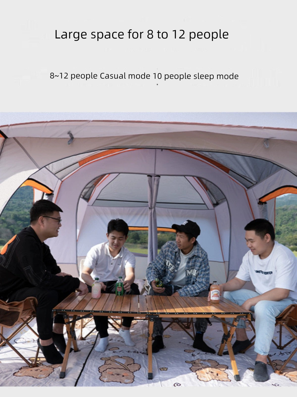 Outdoor Camping Tent Two Bedrooms and One Living Room Automatic Tent Super Large Space Camping Luxury Large-Scale Parks Tent Portable