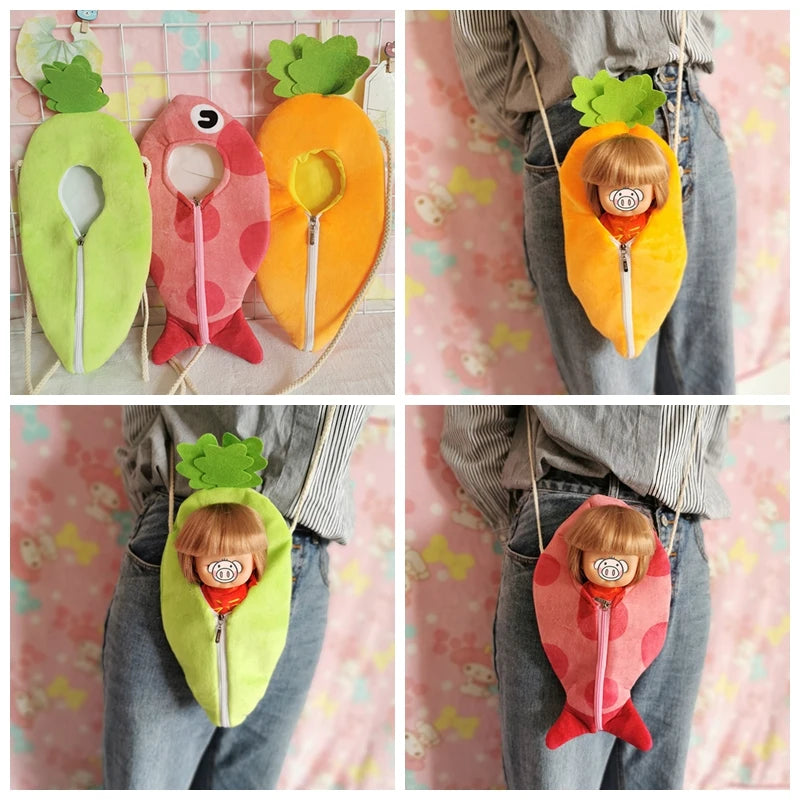 Lovely Sleeping Bag Blanket Bedding for 20cm Idol Dolls / 25cm Mellchan Baby Doll Out Going Carry Bag Soft Quilt Bag House