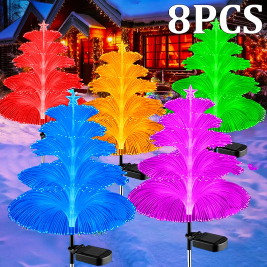 Outdoor LED Solar Pathway Lights Waterproof Christmas Jellyfish Decor Solar Lawn Lamp For Patio Balcony Yard