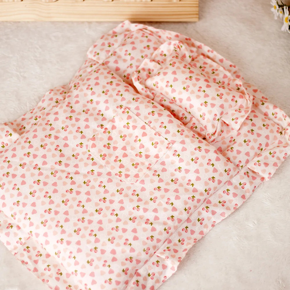 Lovely Sleeping Bag Blanket Bedding for 20cm Idol Dolls / 25cm Mellchan Baby Doll Out Going Carry Bag Soft Quilt Bag House