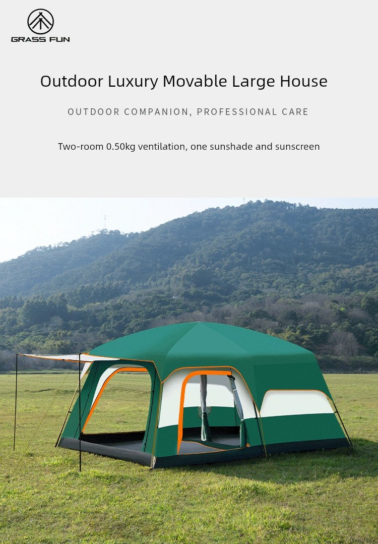 Outdoor Camping Tent Two Bedrooms and One Living Room Automatic Tent Super Large Space Camping Luxury Large-Scale Parks Tent Portable