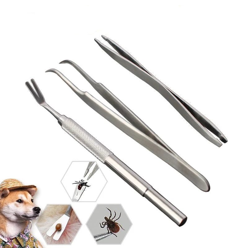 3 Piece Set Stainless Steel Tick Tweezers Professional Quick Tick Removal Tool for Cat Dog People Pet Supplies Dog Tick Removal - CK Outdoors and More