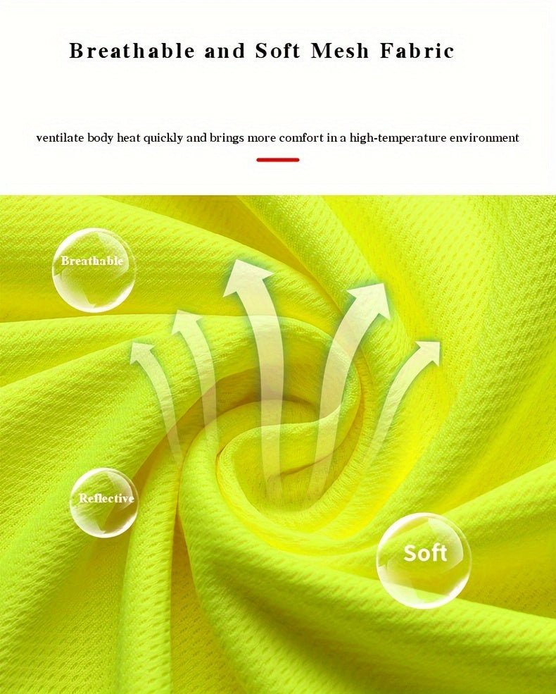 1pc Men's High Visibility Contrast Safety Polo Shirt Reflective For Men, Short Sleeve Yellow Navy Construction Work Shirts, Reflective Hi Vis Safety Polo Shirt Reflective Workwear - CK Outdoors and More